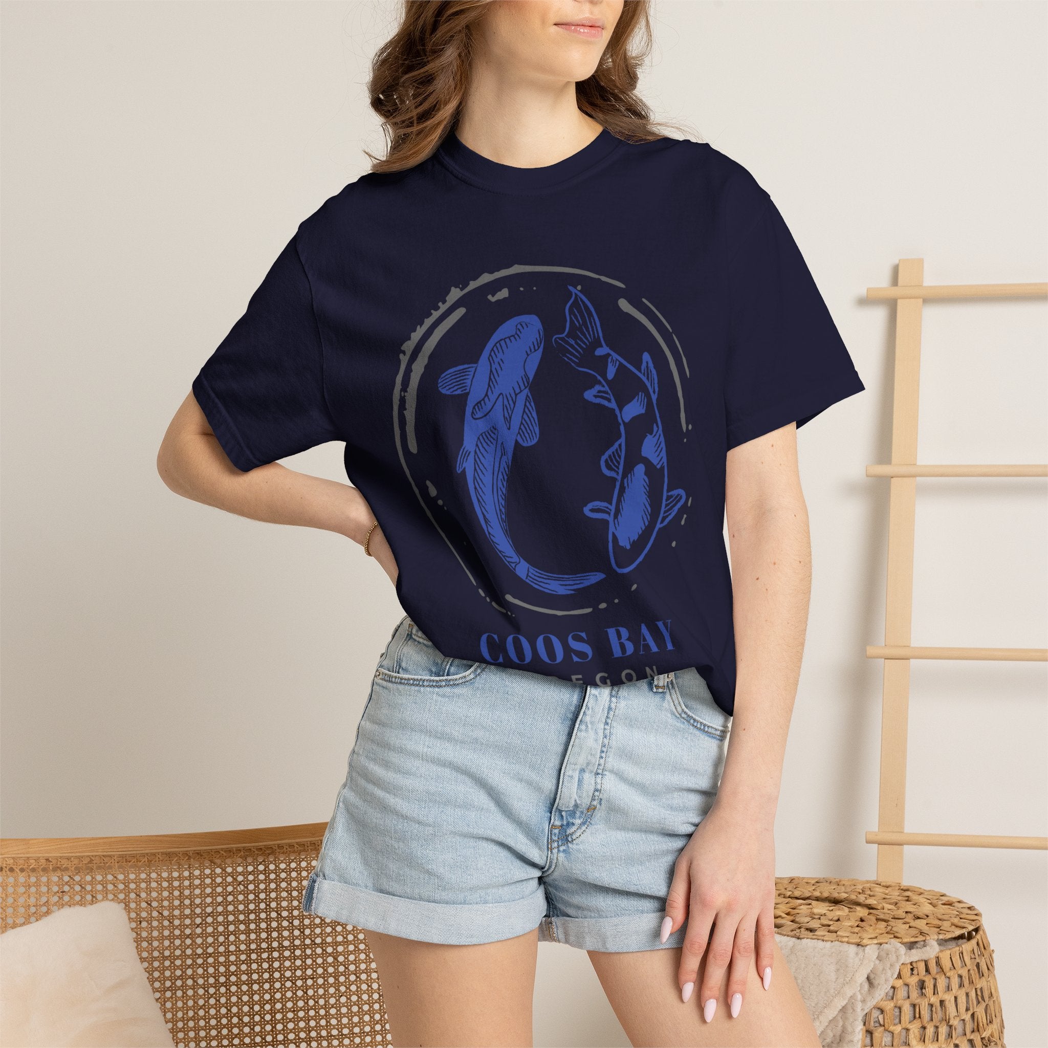 Coos Bay Koi Circle T-Shirt — Oregon Coastal Fish Graphic