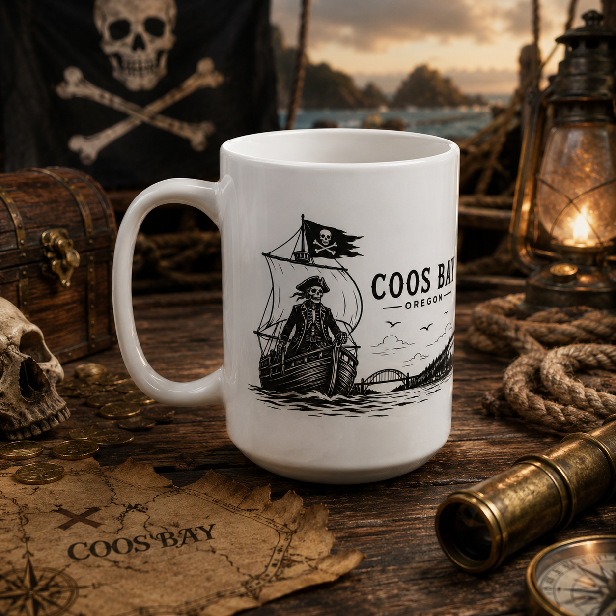 Coos Bay Oregon Ceramic Mug — "Take what you can & give nothing back" 15oz