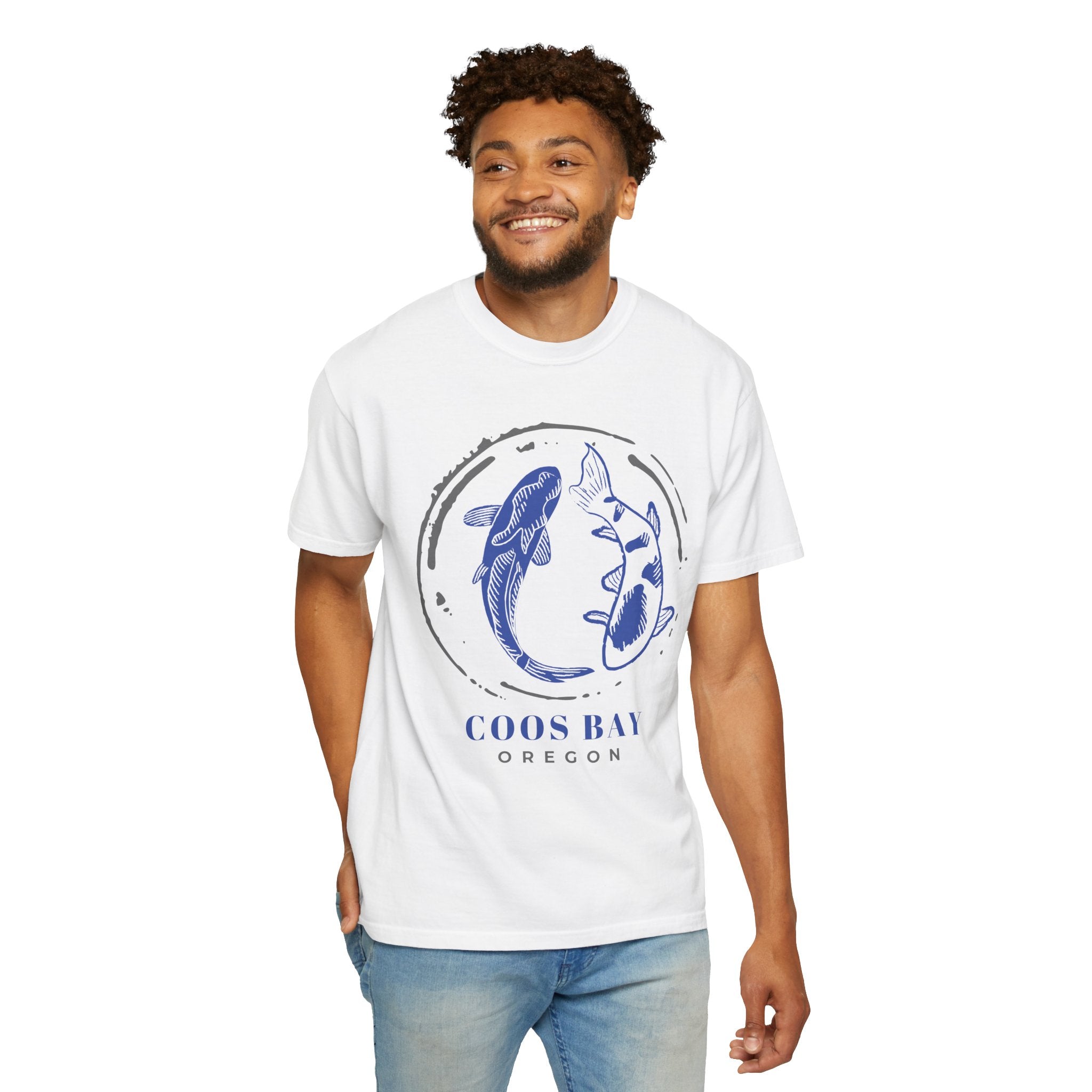 Coos Bay Koi Circle T-Shirt — Oregon Coastal Fish Graphic