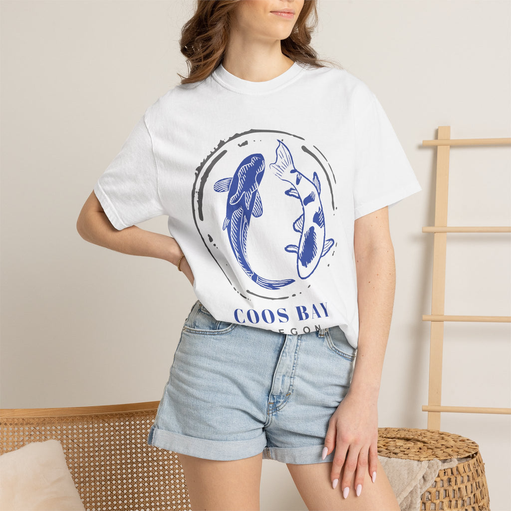 Coos Bay Koi Circle T-Shirt — Oregon Coastal Fish Graphic