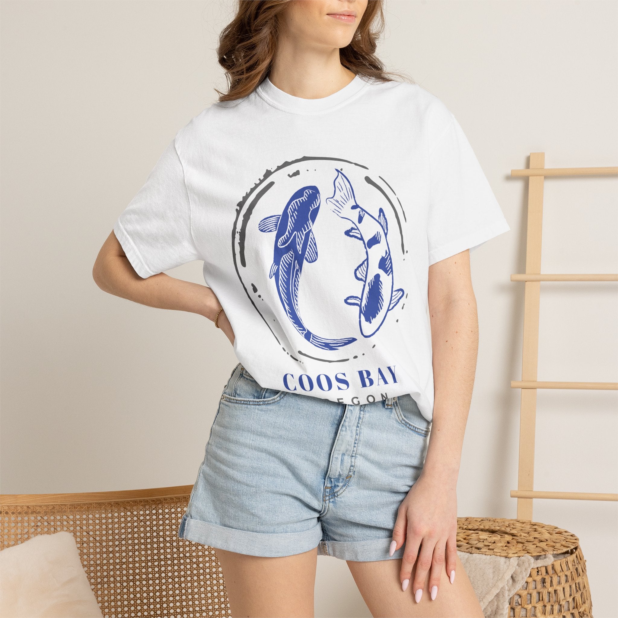 Coos Bay Koi Circle T-Shirt — Oregon Coastal Fish Graphic