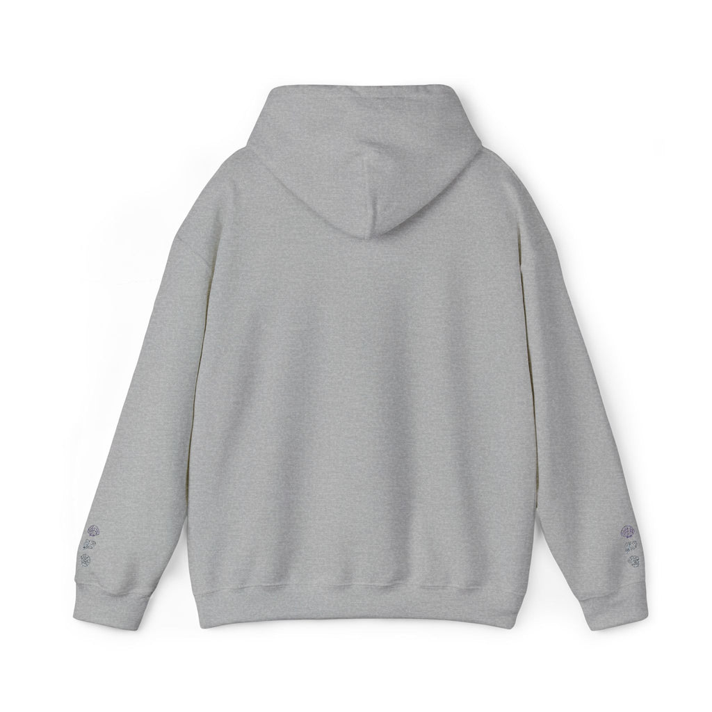 Minimal Floral Hoodie - Vertical Cherry Blossom Design with 'Be Kind' Text