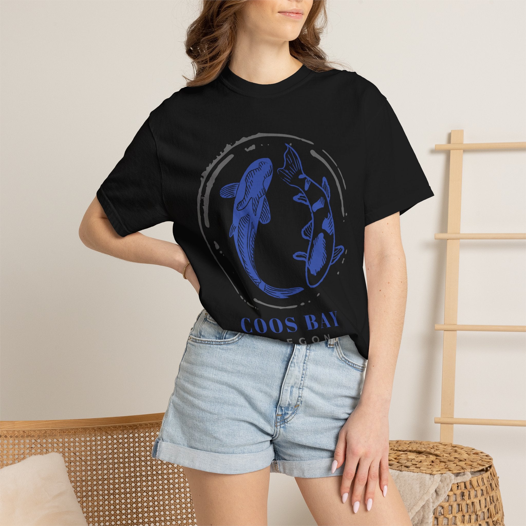 Coos Bay Koi Circle T-Shirt — Oregon Coastal Fish Graphic